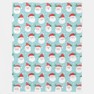 Manta Polar Cute Happy Santa Head en la menta