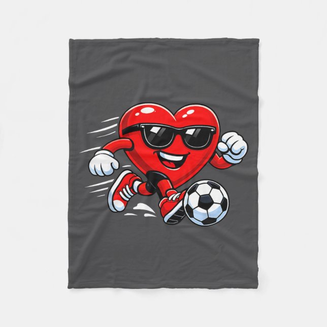 Manta Polar Cute Heart Playing Soccer Valentines Day Soccer Bo (Anverso)