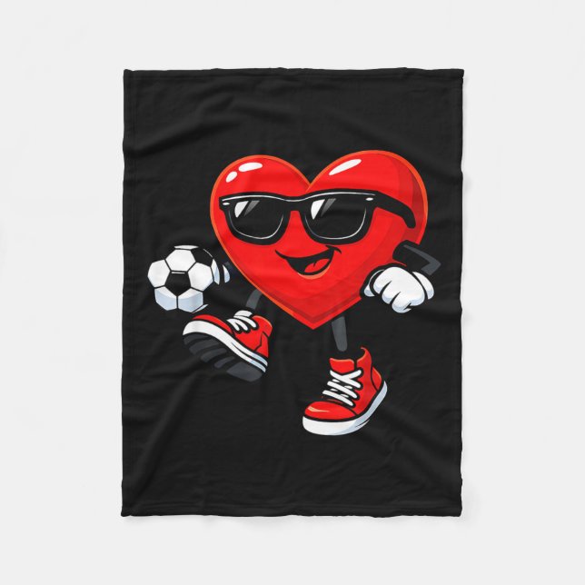 Manta Polar Cute Heart Playing Soccer Valentines Day Soccer Bo (Anverso)