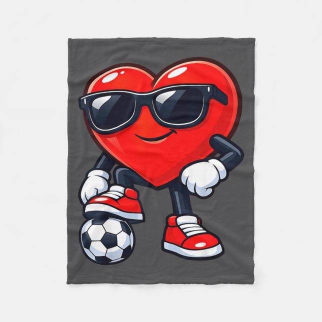 Manta Polar Cute Heart Playing Soccer Valentines Day Soccer Bo (Anverso)