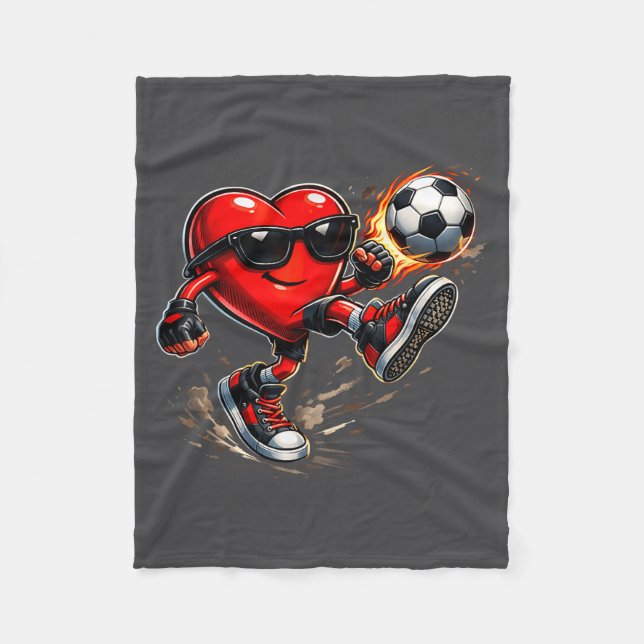 Manta Polar Cute Heart Playing Soccer Valentines Day Soccer Bo (Anverso)