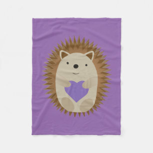 Manta Polar Cute Hedgehog con un corazón morado