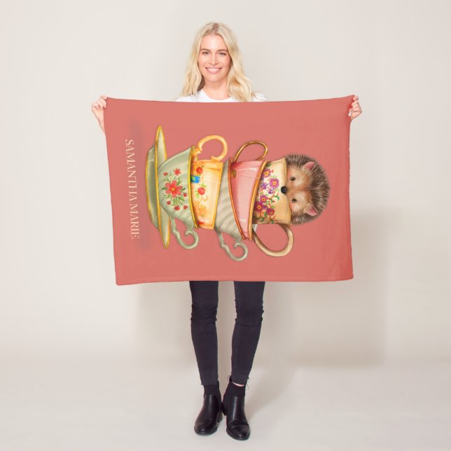 Manta Polar Cute Hedgehog Teacups Niños Pequeños (In situ)