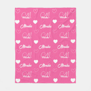 Manta Polar Cute Hot Pink Repeating Name personalized girly