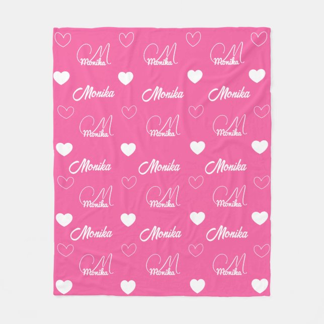 Manta Polar Cute Hot Pink Repeating Name personalized girly (Anverso)