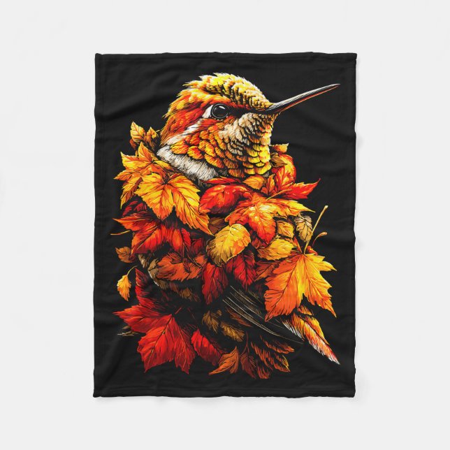 Manta Polar Cute Hummingbird Fall Leaves Forest Vibes Autumn A (Anverso)