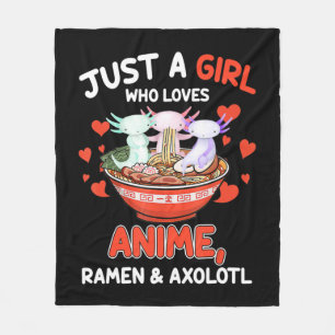 Manta Polar Cute Kawaii Anime Axolotl Japoneses Ramen Noodles 