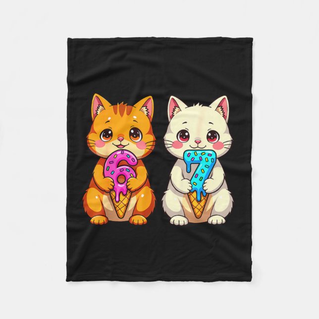 Manta Polar Cute Kawaii Cats Neko 67 Drip Meme Funny Six Seven (Anverso)