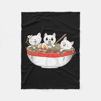 Manta Polar Cute Kawaii Gatos Ramen Noodles Anime Gato Japonés