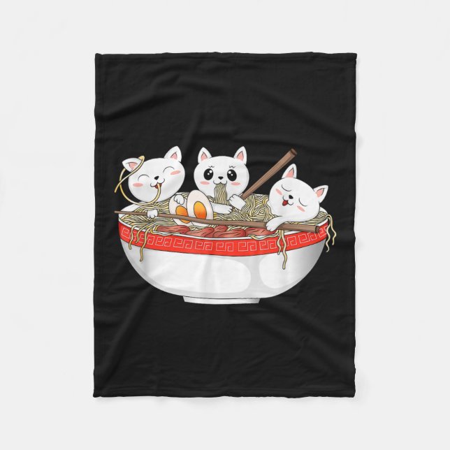 Manta Polar Cute Kawaii Gatos Ramen Noodles Anime Gato Japonés (Anverso)