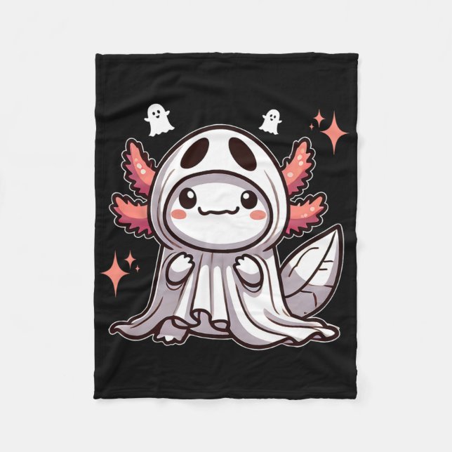 Manta Polar Cute Kawaii Halloween Ghost Axolotl (Anverso)