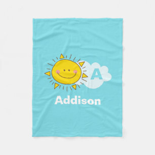 Manta Polar Cute Kawaii Happy Sunshine Monograma Añadir tu nom