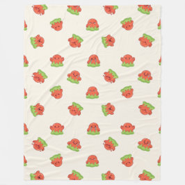 Manta Polar Cute Kawaii Rojo y Verde Monstruo de Slime Crema