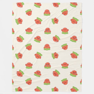 Manta Polar Cute Kawaii Rojo y Verde Monstruo de Slime Crema