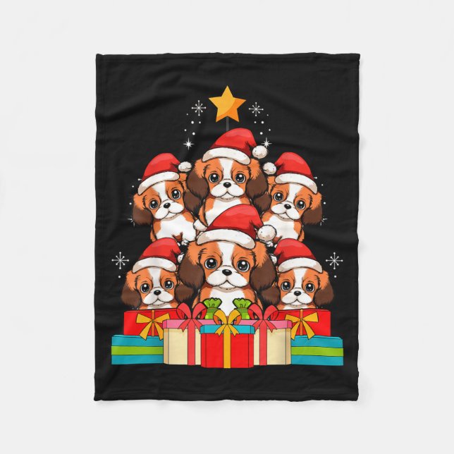 Manta Polar Cute King Charles Cavalier Le Perro Navidad Árbol  (Anverso)