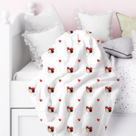 Manta Polar Cute Ladybug Hearts Chica Fleece Blanket