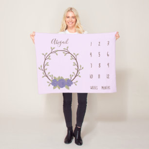 Manta Polar Cute Lilac Floral Herido Bebé
