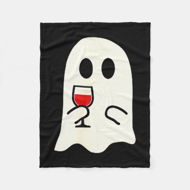 Manta Polar Cute Little Ghost Red Wine Gl Halloween  (Anverso)