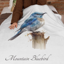 Manta Polar Cute Little Mountain Bluebird Watercolor, personal