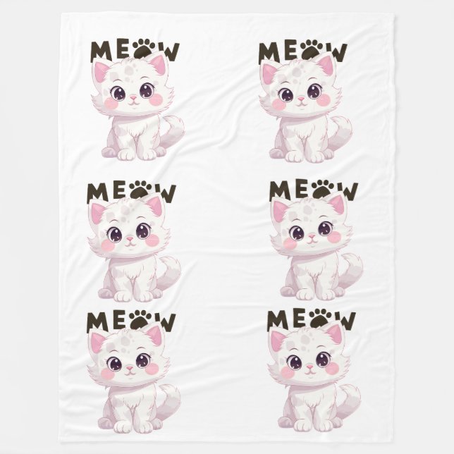 Manta Polar Cute Meow Cat Blanket (Anverso)