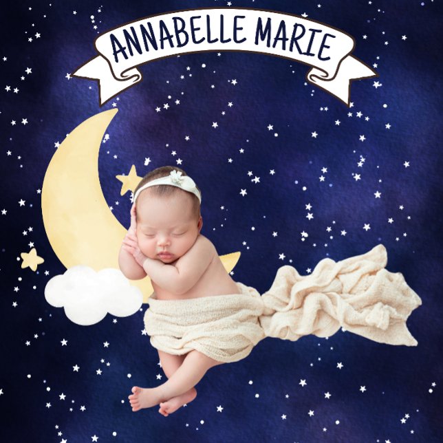 Manta Polar Cute Moon in Night Sky Baby Milestone (Subido por el creador)
