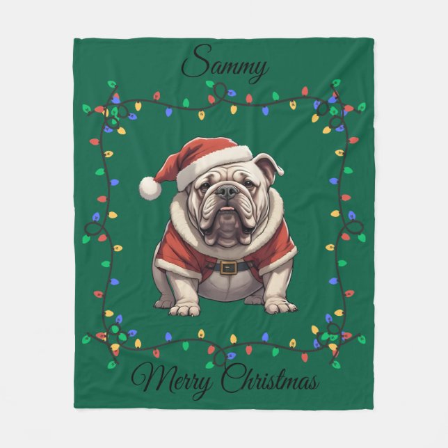 Manta Polar Cute Navidades Bulldog Fleece Blanket (Anverso)