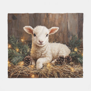 Manta Polar Cute Navidades Lamb Rústica Pintura