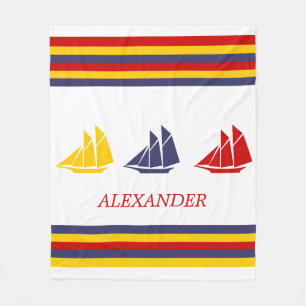 Manta Polar Cute Navy Azul Rojo Amarillo Gay Stripe náutico