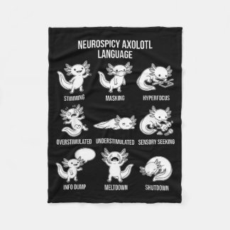Manta Polar Cute Neurospicy Axolotl Autismo Adhd Estimulación