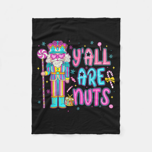 Manta Polar Cute Nutcracker Family Xmas Pajamas Y'all Are Nuts (Anverso)