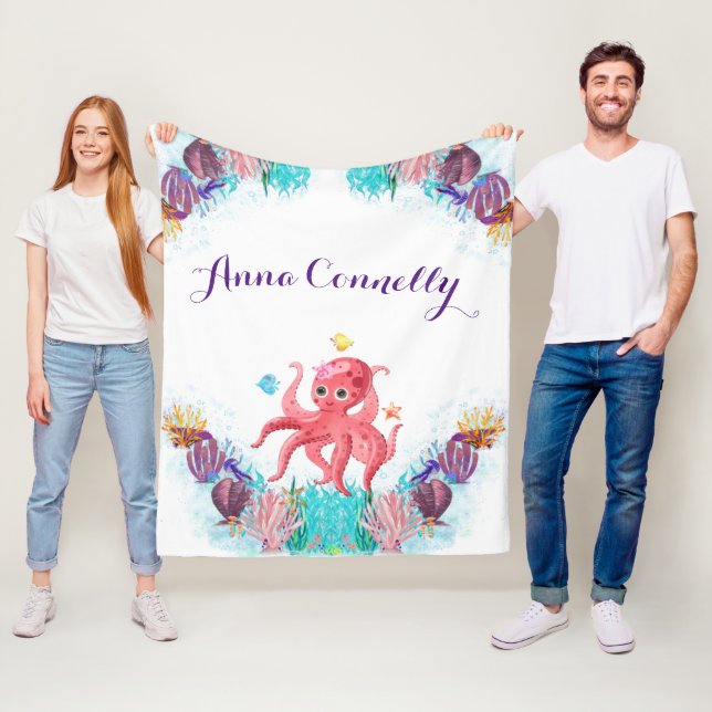 Manta Polar Cute Ocean Sea Octopus colorido Nursery Baby (In situ)