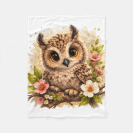 Manta Polar Cute Owl Blanket – Kawaii Animal Floral Gift