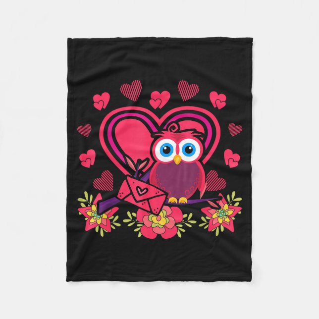 Manta Polar Cute Owl Valentines Day Gift Bird Owl  (Anverso)