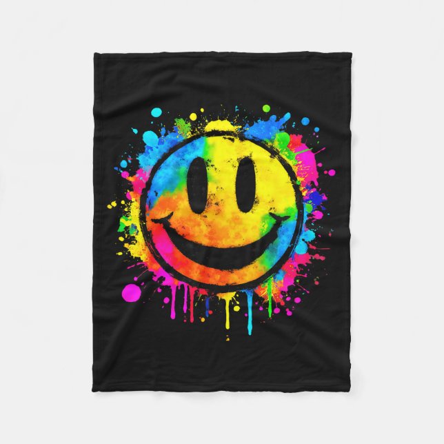 Manta Polar Cute Paint Splash Happy Smile Face 70s Tie Dye Smi (Anverso)