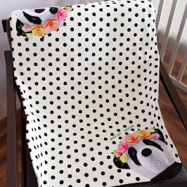 Manta Polar Cute Panda Bear Polka Dot Personalizado Fleece Bla