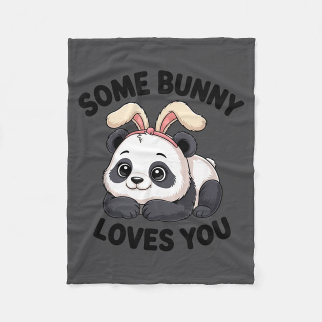 Manta Polar Cute Panda Bunny Some Bunny Loves You  (Anverso)