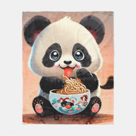 Manta Polar Cute Panda comiendo Ramen