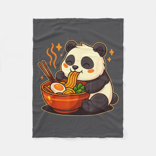 Manta Polar Cute Panda Eating Ramen Noodles  (Anverso)
