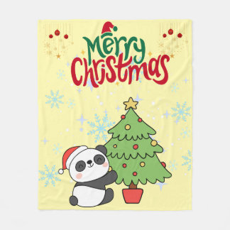 Manta Polar cute panda merry Christmas blanket
