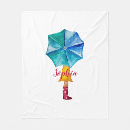 Manta Polar Cute paraguas Chica Watercolor Monogramado