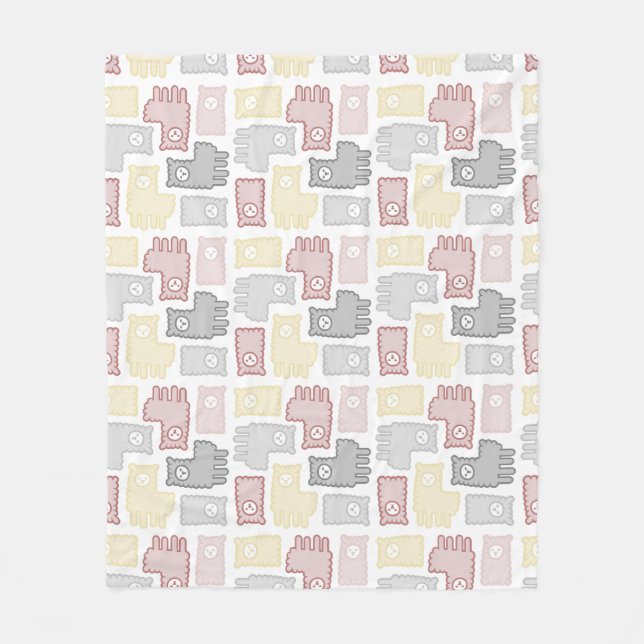 Manta Polar Cute Pastel Llama Puzzle Pattern (Anverso)
