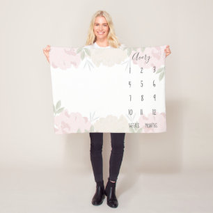 Manta Polar Cute Pastel Rosa Peonies Hito Floral