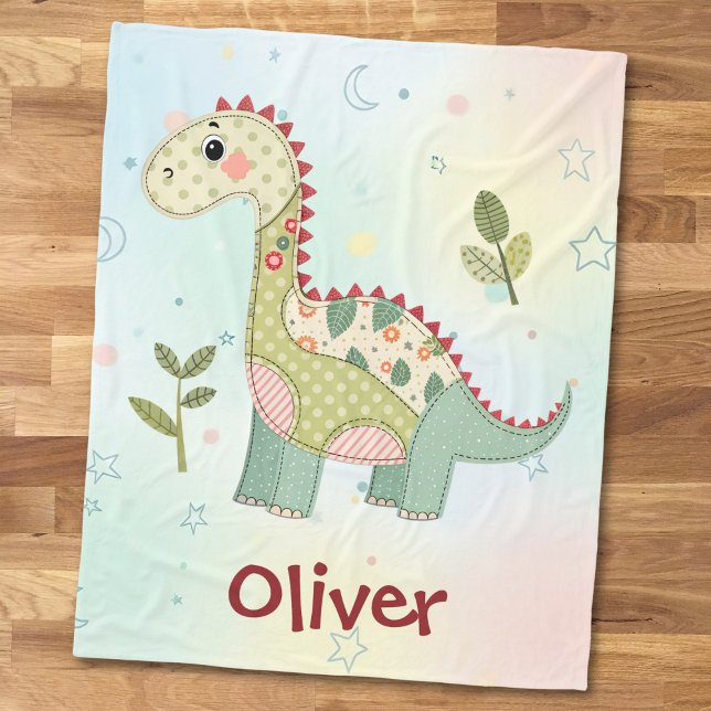 Manta Polar Cute Patchwork Dinosaur (Subido por el creador)