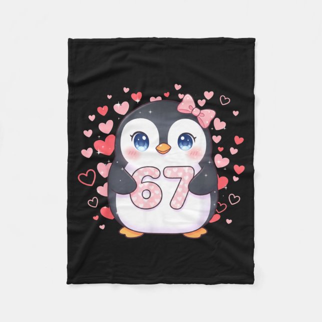 Manta Polar Cute Penguin 67 Six Seven Valentine Hearts 6 7 Mem (Anverso)