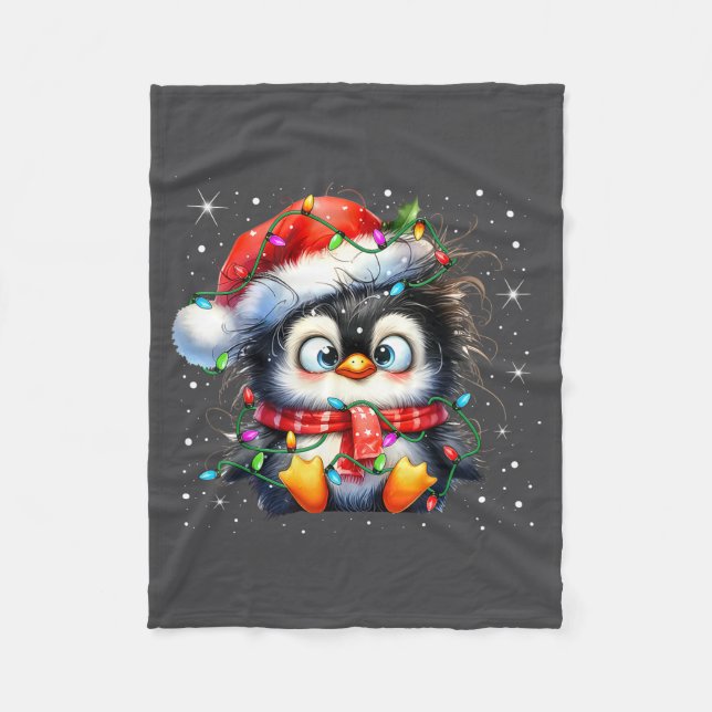 Manta Polar Cute Penguin Christmas Lights Penguins Lover Girls (Anverso)