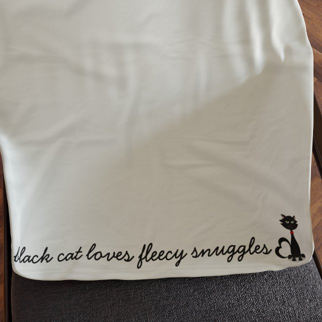 Manta Polar Cute Personalizado Kitty Cat Personalizado Cream F (Black cats loves fleecy  snuggles and they'll love this blanket with their name on it (or yours))