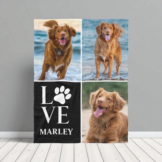 Manta Polar Cute Pet Dog Lover Paw Print 3 Photo Collage  (Subido por el creador)