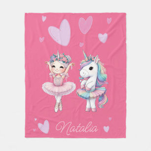 Manta Polar Cute Pink Ballerina Unicorn Fleece Blanket