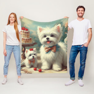 Manta Polar Cute pintura maltesa de cachorros