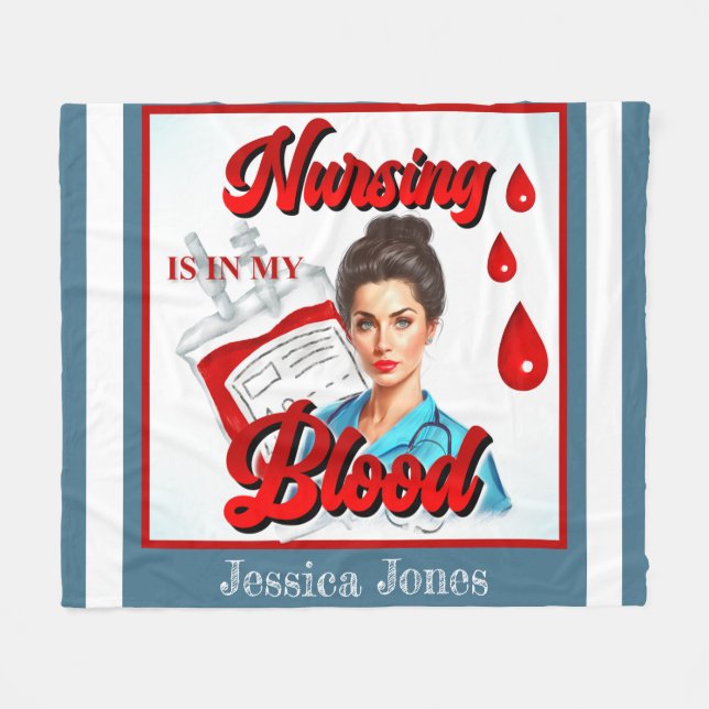 Manta Polar Cute Pinup_ Enfermería en mi sangre (Frente (Horizontal))